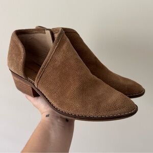 Lucky Brand Leather Open Side Heeled Booties Light Brown Size 9